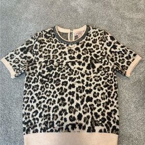 Philosophy Leopard Print Short-Sleeve Sweater - Black & Cream